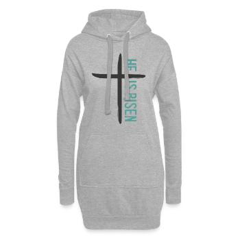 Il est ressuscité - Sweat-shirt à capuche long Femme - gris chiné - Devant