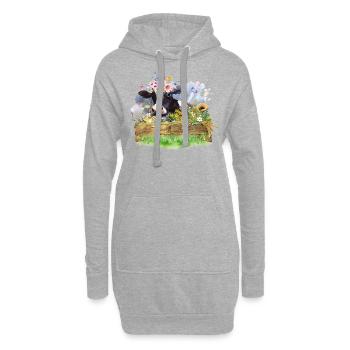 Kuh-Aquarell - Hoodie-Kleid - Grau meliert - Vorne