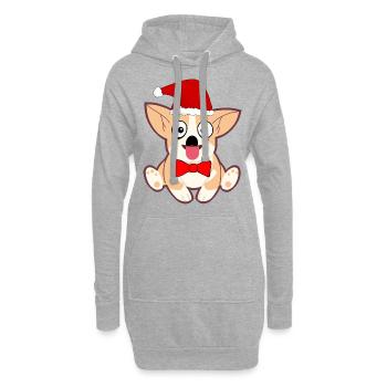 Chien de Noël - Sweat-shirt à capuche long Femme - gris chiné - Devant