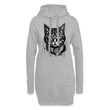 Kätzchen-Tattoo 🐾 1 - Hoodie-Kleid - Grau meliert - Vorne