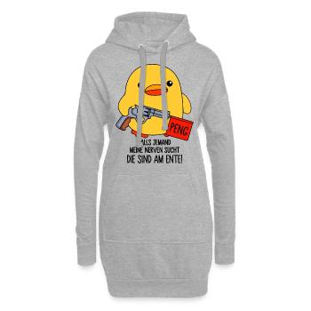 Falls jemand meine Nerven sucht - Die sind am Ente - Hoodie-Kleid - Grau meliert - Vorne