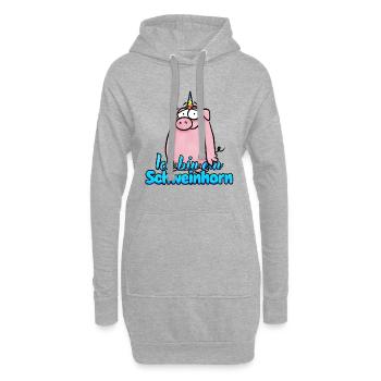 Corne de cochon drôle / Licorne de cochon - Sweat-shirt à capuche long Femme - gris chiné - Devant