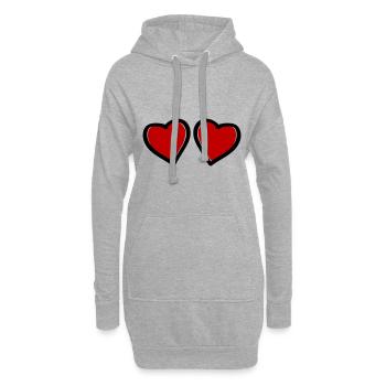 herzen symbol liebe - Hoodie-Kleid - Grau meliert - Vorne