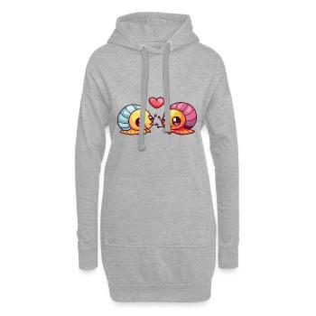 Escargot Couple Amoureux Animal Saint Valentin - Sweat-shirt à capuche long Femme - gris chiné - Devant
