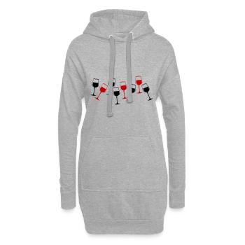 Verre à vin rouge de vin - Sweat-shirt à capuche long Femme - gris chiné - Devant