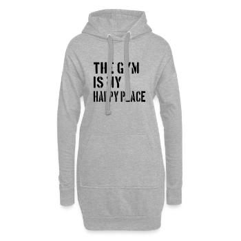WEIGHTLIFTING BODYBUILDING Gym is my Happy Place - Hoodie-Kleid - Grau meliert - Vorne