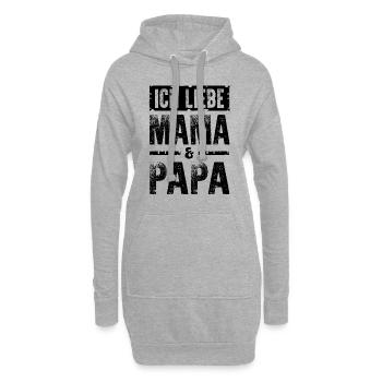 Ich Liebe Mama Papa - Hoodie-Kleid - Grau meliert - Vorne