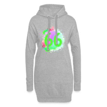 66 Zahl Klecks - Hoodie-Kleid - Grau meliert - Vorne
