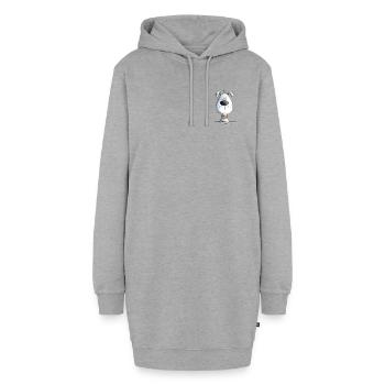 Petit chien I Drôle de motif de chien I Tête de chien - Sweat-shirt à capuche long Femme - gris chiné - Devant