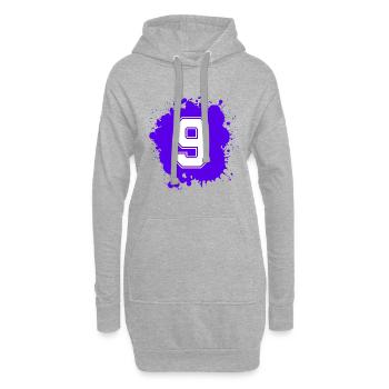 9 Zahl Klecks - Hoodie-Kleid - Grau meliert - Vorne