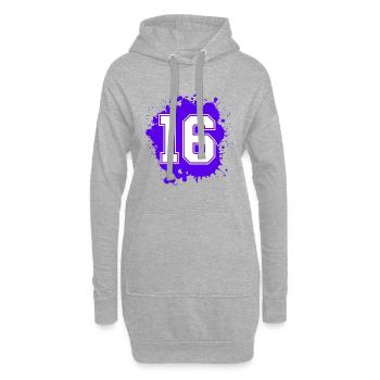 16 Nombre d’objets blob - Sweat-shirt à capuche long Femme - gris chiné - Devant
