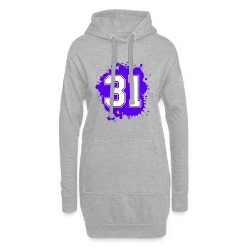 31 Nombre d’objets blob - Sweat-shirt à capuche long Femme - gris chiné - Devant