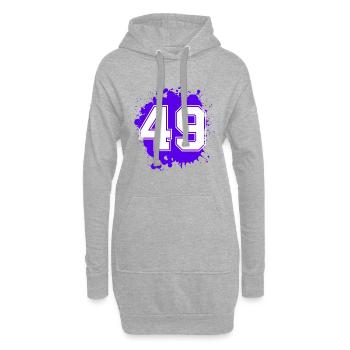 49 Zahl Klecks - Hoodie-Kleid - Grau meliert - Vorne