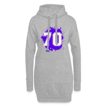 70 Zahl Klecks - Hoodie-Kleid - Grau meliert - Vorne