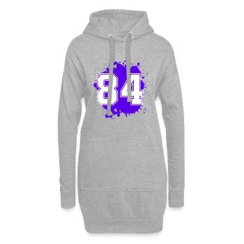 84 Nombre d’objets blob - Sweat-shirt à capuche long Femme - gris chiné - Devant