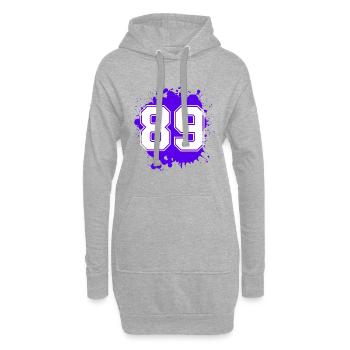 89 Nombre d’objets blob - Sweat-shirt à capuche long Femme - gris chiné - Devant