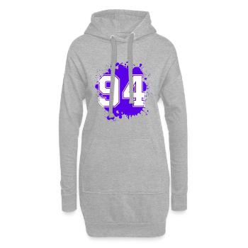 94 Nombre d’objets blob - Sweat-shirt à capuche long Femme - gris chiné - Devant