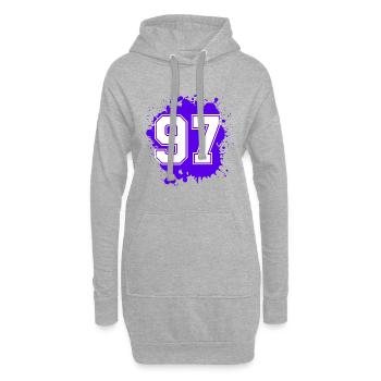 97 Nombre d’objets blob - Sweat-shirt à capuche long Femme - gris chiné - Devant