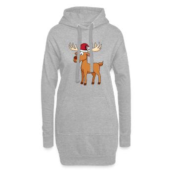 Elch Comic Weihnachten - Hoodie-Kleid - Grau meliert - Vorne