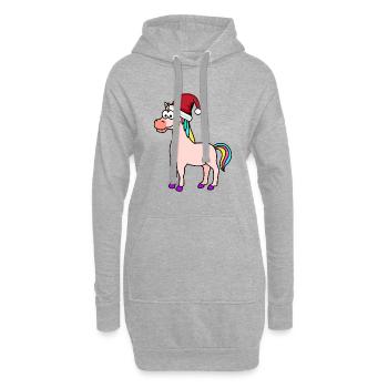 Licorne Comic Christmas - Sweat-shirt à capuche long Femme - gris chiné - Devant