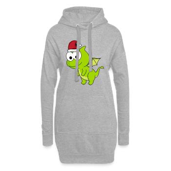 Drache Comic Weihnachten - Hoodie-Kleid - Grau meliert - Vorne