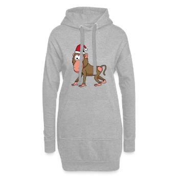 Singe singe Noël - Sweat-shirt à capuche long Femme - gris chiné - Devant