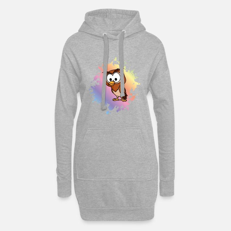Eule Comic Tier - Hoodie-Kleid - Grau meliert