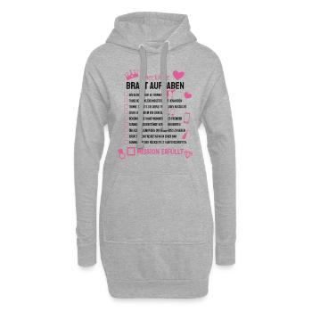 Braut Aufgaben Lustig Polterabend - Hoodie-Kleid - Grau meliert - Vorne