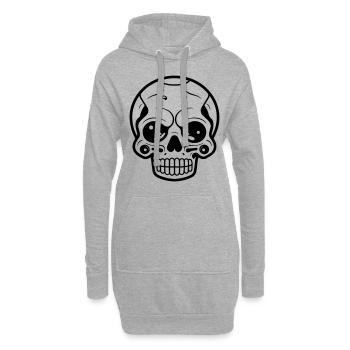 Symbole du squelette du crâne - Sweat-shirt à capuche long Femme - gris chiné - Devant