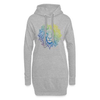 Löwe Mandala Boho - Hoodie-Kleid - Grau meliert - Vorne