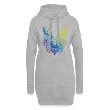 Hirsch Mandala Boho - Hoodie-Kleid - Grau meliert - Vorne