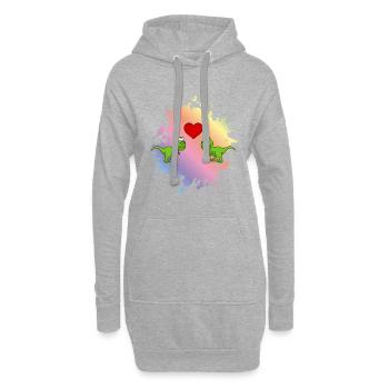 Dinosaurier T-Rex Paar Liebe - Hoodie-Kleid - Grau meliert - Vorne