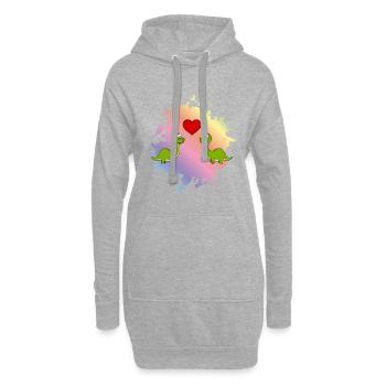 Dinosaurier brontosaurus Paar Liebe - Hoodie-Kleid - Grau meliert - Vorne