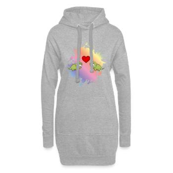Dinosaurier triceratops Paar Liebe - Hoodie-Kleid - Grau meliert - Vorne