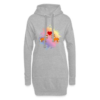 Fuchs Comic Paar Liebe - Hoodie-Kleid - Grau meliert - Vorne