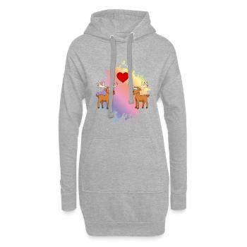 Elch Comic Paar Liebe - Hoodie-Kleid - Grau meliert - Vorne