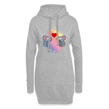 Koala Comic Couple Amour - Sweat-shirt à capuche long Femme - gris chiné - Devant