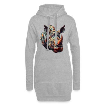 Portrait de rhinocéros - Sweat-shirt à capuche long Femme - gris chiné - Devant