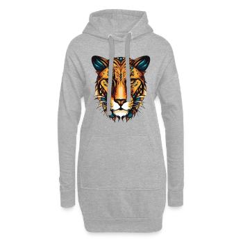 Gepard Portrait - Hoodie-Kleid - Grau meliert - Vorne