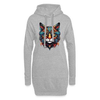 Katze Portrait - Hoodie-Kleid - Grau meliert - Vorne