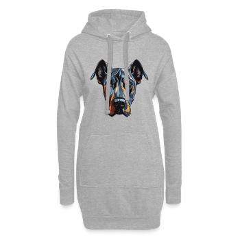 Portrait de chien dogue allemand - Sweat-shirt à capuche long Femme - gris chiné - Devant