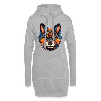 Akita Hund Portrait - Hoodie-Kleid - Grau meliert - Vorne