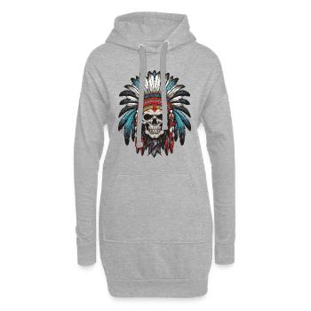 Crâne de chef indien Apache - Sweat-shirt à capuche long Femme - gris chiné - Devant