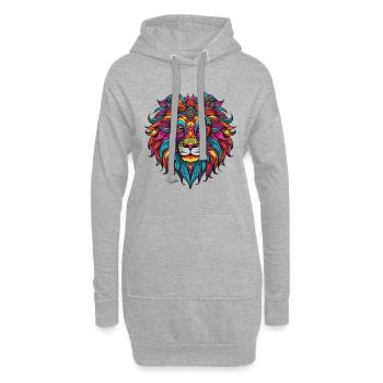 Löwe Portrait - Hoodie-Kleid - Grau meliert - Vorne