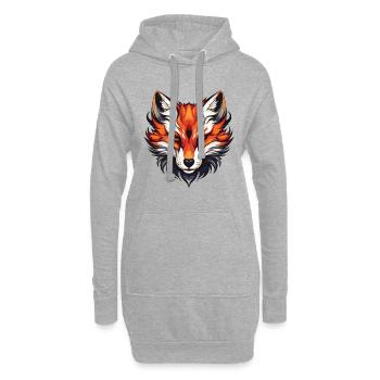 Fuchs Portrait - Hoodie-Kleid - Grau meliert - Vorne