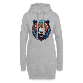 Bär Portrait - Hoodie-Kleid - Grau meliert - Vorne