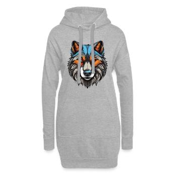 Portrait de chien Husky - Sweat-shirt à capuche long Femme - gris chiné - Devant