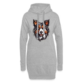 Border Collie Hund Portrait - Hoodie-Kleid - Grau meliert - Vorne