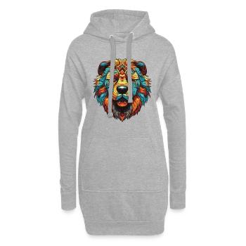 Portrait de chien Chow Chow - Sweat-shirt à capuche long Femme - gris chiné - Devant