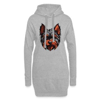 Yorkshire Terrier Hund Kopf - Hoodie-Kleid - Grau meliert - Vorne